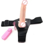 6 Inch Long Realistic Hollow Vibrating Strap On Dildo - Image 3