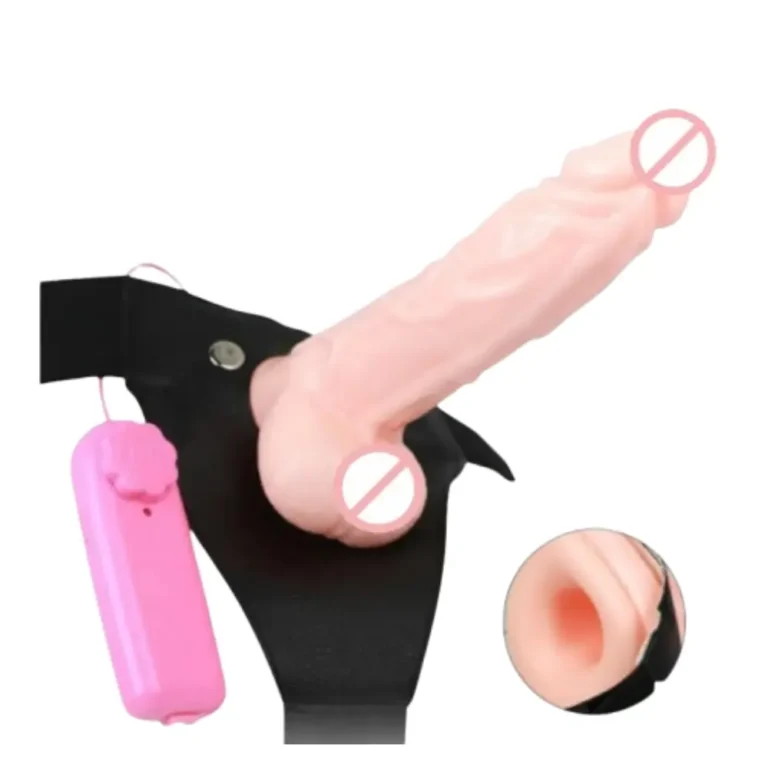 6 Inch Long Realistic Hollow Vibrating Strap On Dildo